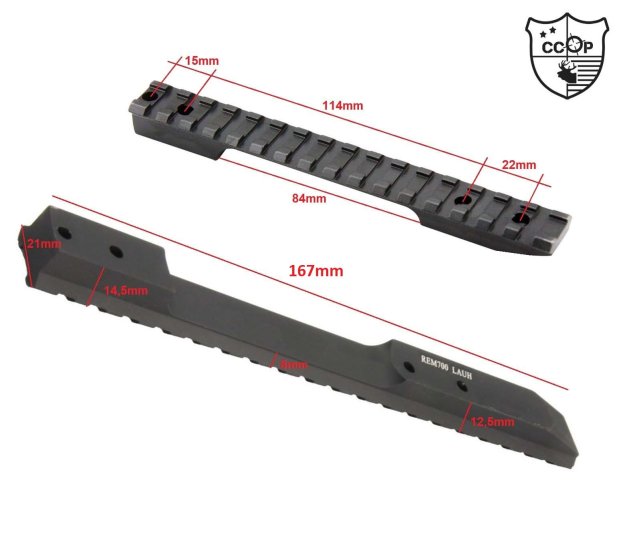 Picatinny Schiene Montage für Remington 700, 722, 40X für langes System, Li + Re Verschluss-Seite, Länge167mm